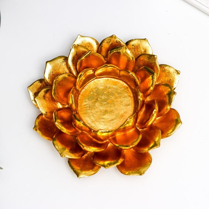 Подсвечник полистоун на 1 свечу "Золотой цветок" 3,5х12х12 см