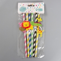 Трубочки для коктейля &laquo;Зоопарк&raquo;, набор 6 шт.