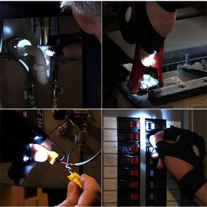 Перчатка ТУНДРА, со светодиодным фонариком и ремешком, правая