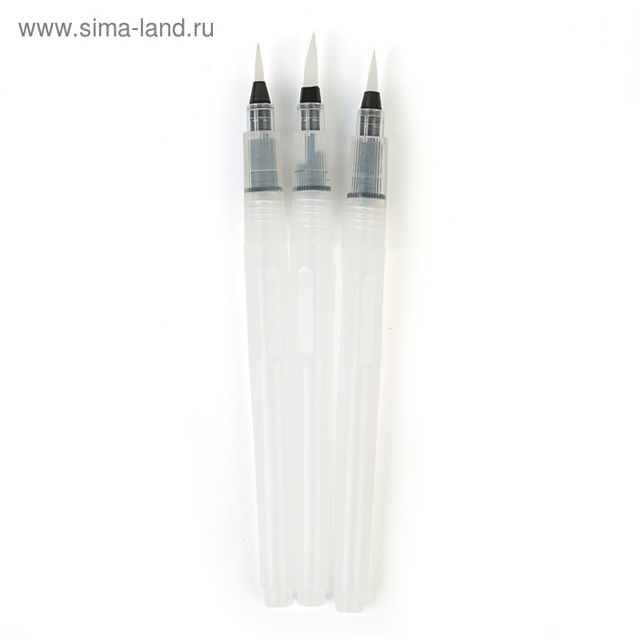 Набор кистей каллиграфических, синтетика круглая, 3 штуки (№ 1, 2, 3), с резервуаром