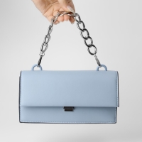 Цепочка для сумки, с карабинами, металлическая, плоская, 29 &times; 19 мм, 30 см, цвет серебряный