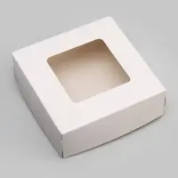 Коробка пищевая, с окном, белый, 11,5 х 11,5 х 4 см