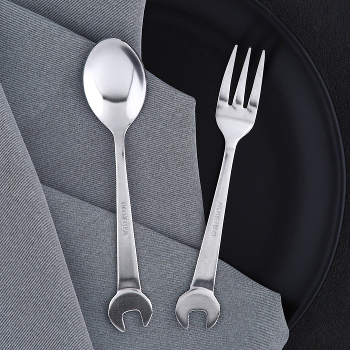 Набор столовых приборов: ложка и вилка &laquo;С Днём защитника Отечества!&raquo;.