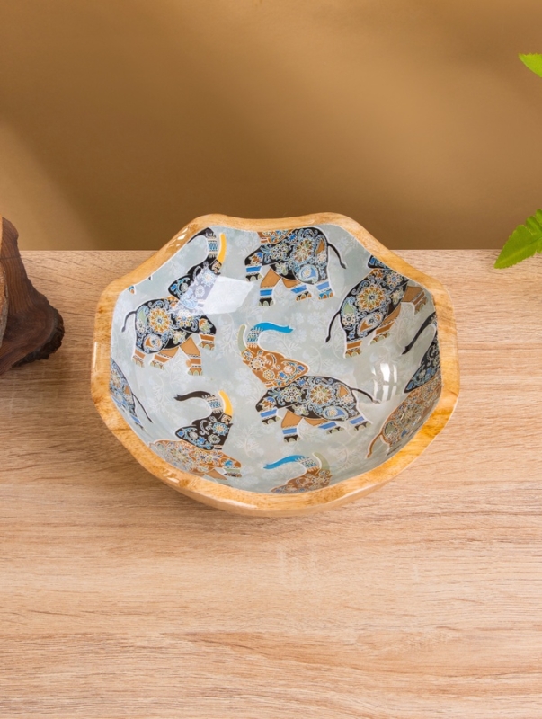 Салатник "Мудрый слон" дерево манго 20х20х8 см