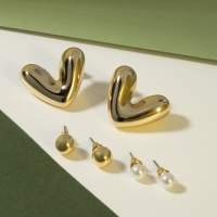 Набор серьги 3 пары &laquo;Буквы&raquo; любовь, цвет розовый в золоте