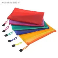 Папка-конверт на молнии Calligrata А6 (175 х 130 мм), с сеткой внутри, МИКС