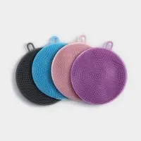 Губка для посуды Доляна, 11&times;11&times;1 см, силиконовая, МИКС