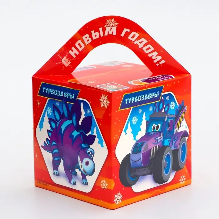 Подарочная новогодняя коробка &laquo;Турбозавры&raquo;, Кубик большой, 12&times;12&times;12 см