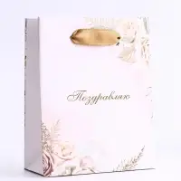 Пакет подарочный вертикальный &laquo;Поздравляю&raquo;, S 12&times;15&times;5.5 см