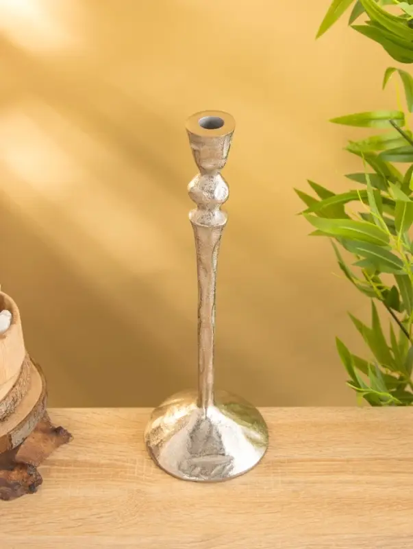 Подсвечник "Айси" алюминий 39 см, цв. серебро