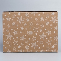Коробка подарочная сборная, упаковка, &laquo;Звёзды&raquo;, бурый, 27 х 21 х 9 см