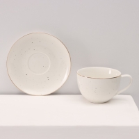 Сервиз фарфоровый чайный Доляна &laquo;Млечный путь&raquo;, 15 предметов: 6 чашек 220 мл, 6 блюдец d=13,5 см, молочник 300 мл, сахарница 350 мл, чайник 1000 мл, цвет белый