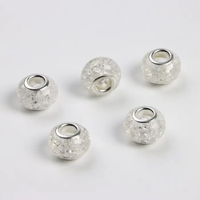 Шарм бусина &laquo;Сахарный кварц&raquo;, белая в серебре