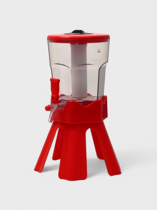 Башня пивная Tavimo, 3 л, ёмкость для льда, подсветка, пластик, красный