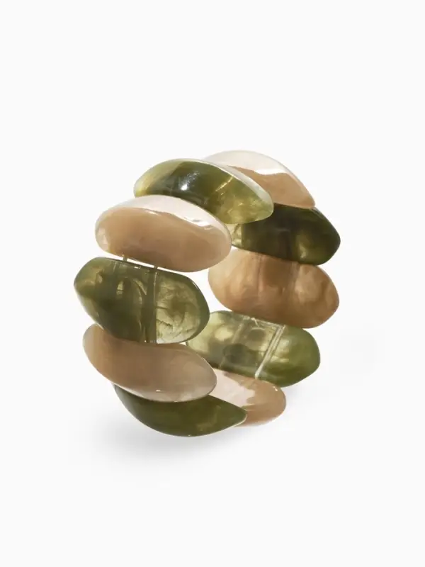 Браслет манжет акрил "Тренд", цвет бежево-злёный