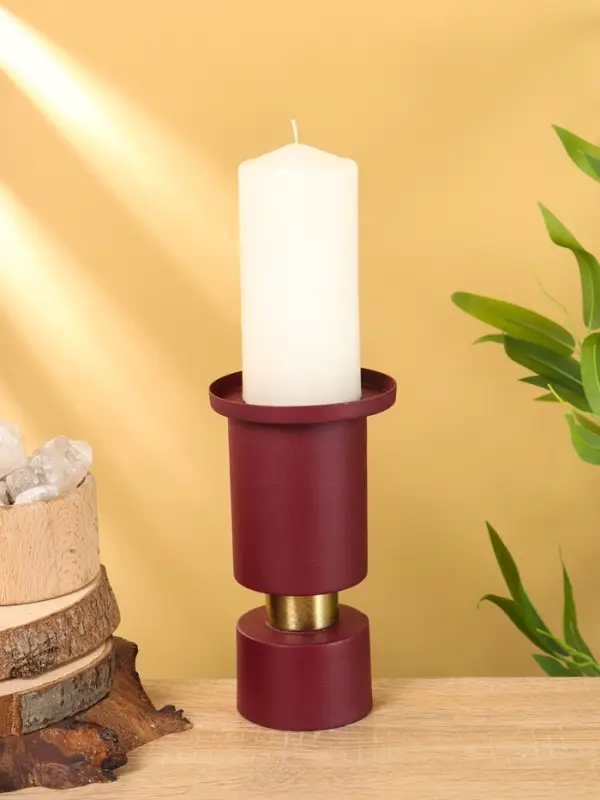 Подсвечник на 1 свечу текстурный "Баклажановый" 10,5х10,5х19 см