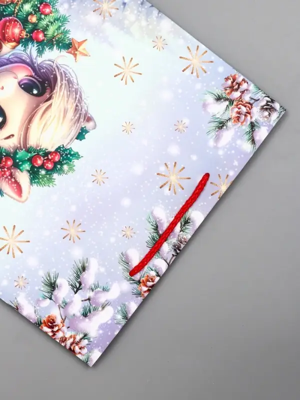 Пакет подарочный новогодний ламинированный, &laquo;Единорог&raquo; , 26&times;12&times;32 см