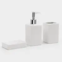 Набор для ванной "Лепесток", 3 предмета (дозатор для мыла, стакан, мыльница), цвет белый