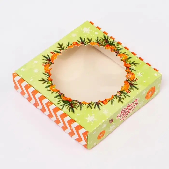 Подарочная коробка сборная с окном &laquo;Новый год&raquo;, 11.5&times;11.5&times;3 см