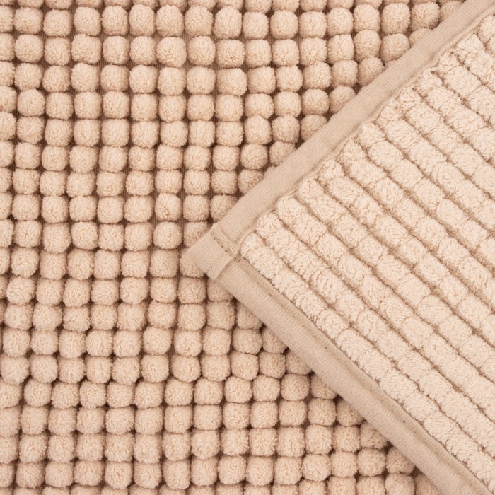 Коврик "Букли" для ванной 38х60 см, бежево-персиковый, микрофибра