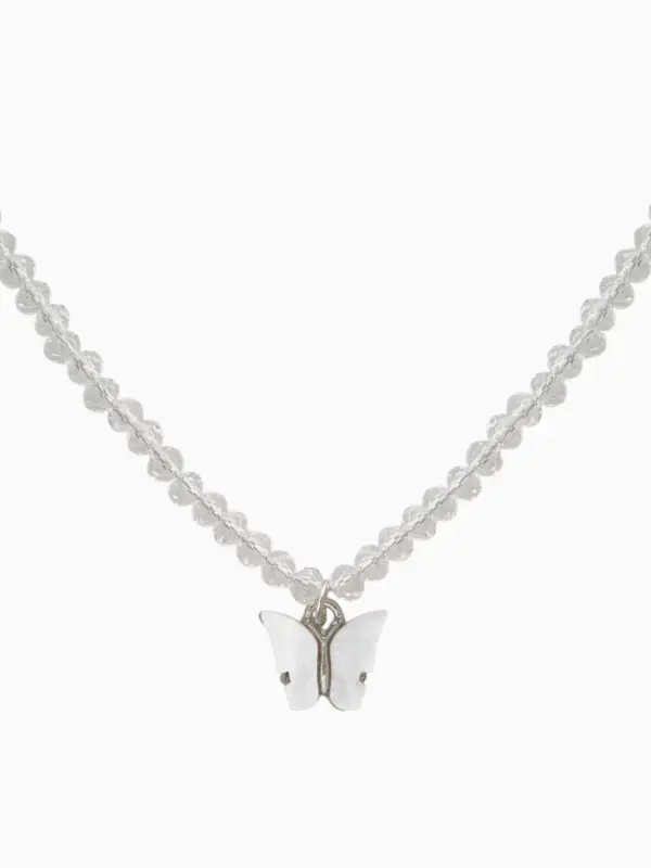 Чокер &laquo;Бабочка&raquo; хрусталь, белый в серебре, 36 см + 5 см доп, цепочка