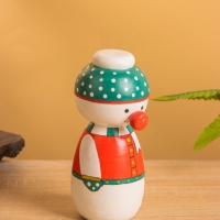 Деревянная кукла кокеши "Снеговичок" 7х7,5х15 см