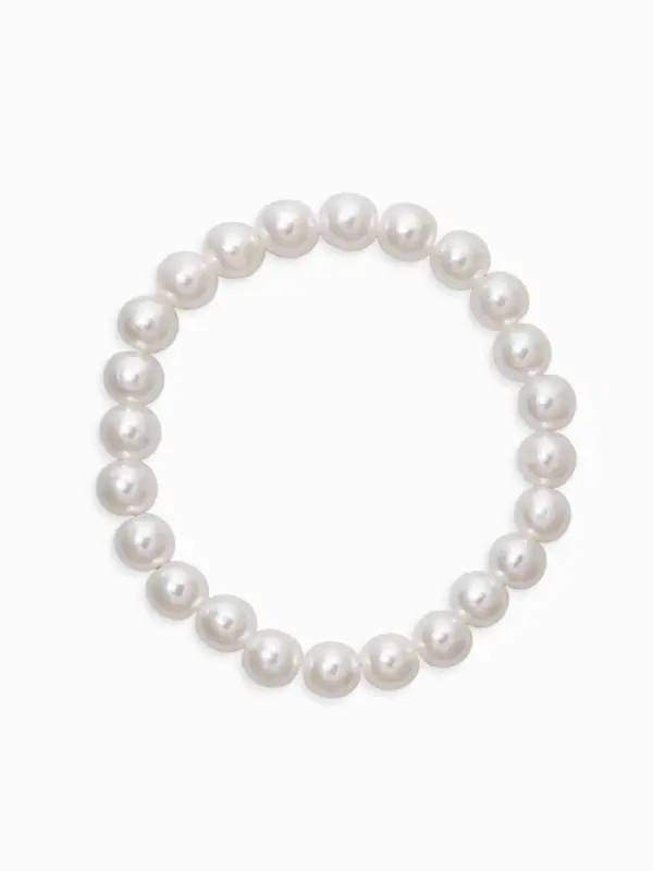 Браслет "Стильный жемчуг" (набор 5шт), №8/16, цвет белый в серебре