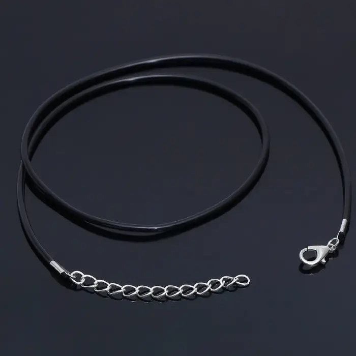 Шнурок каучуковый, неполый, 45 см, d=2 мм, чёрный в серебре