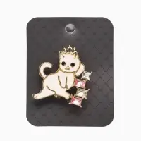 Брошь "Кошечка" в короне, бело-розовая в золоте