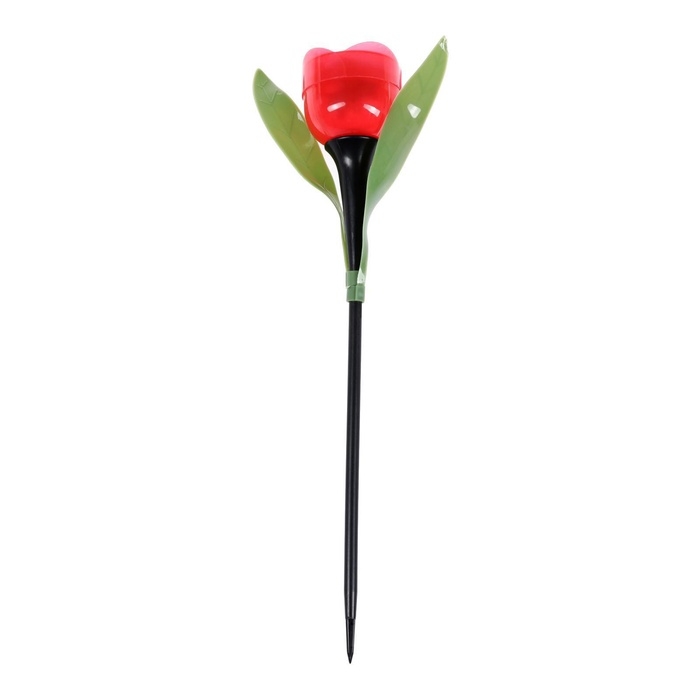 Садовый светильник на солнечной батарее &laquo;Тюльпан красный&raquo;, 5&times;29&times;5 см, 1 LED, свечение белое