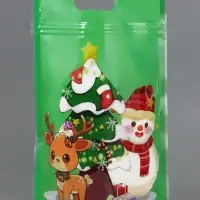 Пакет подарочный, с zip-lock застежкой, "Снеговик и его друзья", 15х22см МИКС