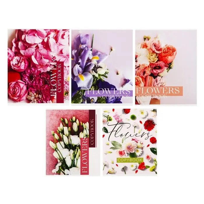 Тетрадь 48 листов в клетку Calligrata &laquo;Флористика&raquo;, обложка мелованный картон, блок №2, белизна 75% (серые листы), МИКС