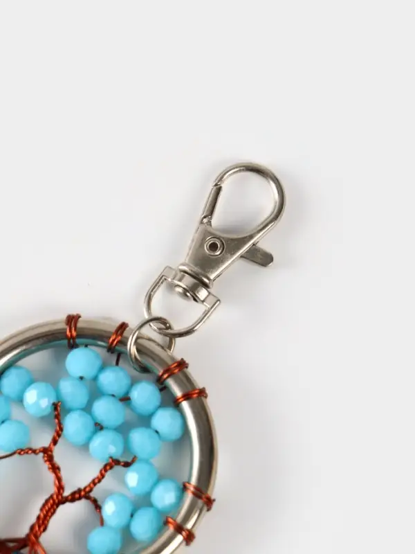 Брелок ловец снов "Древо жизни" 19 см, цв. голубой