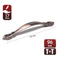 Ручка-скоба мебельная PC181, 96 мм, цвет медь