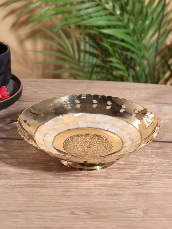 Блюдо сервировочное "Жар-Птица" латунь с перламутром 19,5х19,5х5,5 см