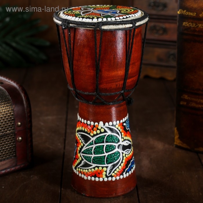 Сувенирный музыкальный инструмент "Барабан Джембе Разноцветный" 13x13x24 см, МИКС