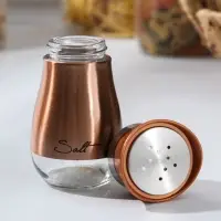 Солонка стеклянная &laquo;Сияние&raquo;, 5,5&times;5&times;11 см, цвет бронзовый, надписи МИКС