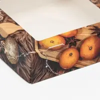 Коробка подарочная новогодняя складная с окном &laquo;Фрукты&raquo;, 15&times;15&times;4 см