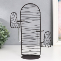 Декор металл, стекло "Кактус. Штрихи" чёрный 15х9х26 см