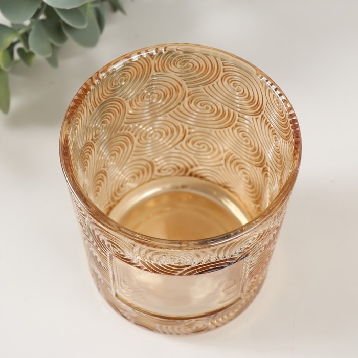 Банка для свечей стекло "Вихрь" прозрачный оранжевый 350 мл 8,5х8,5х10 см