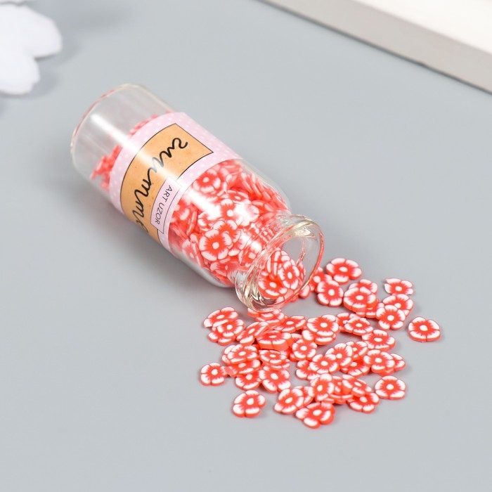 Декор для творчества пластик "Цветок. Красно-белая петуния" набор 8 гр 5х2х2 см