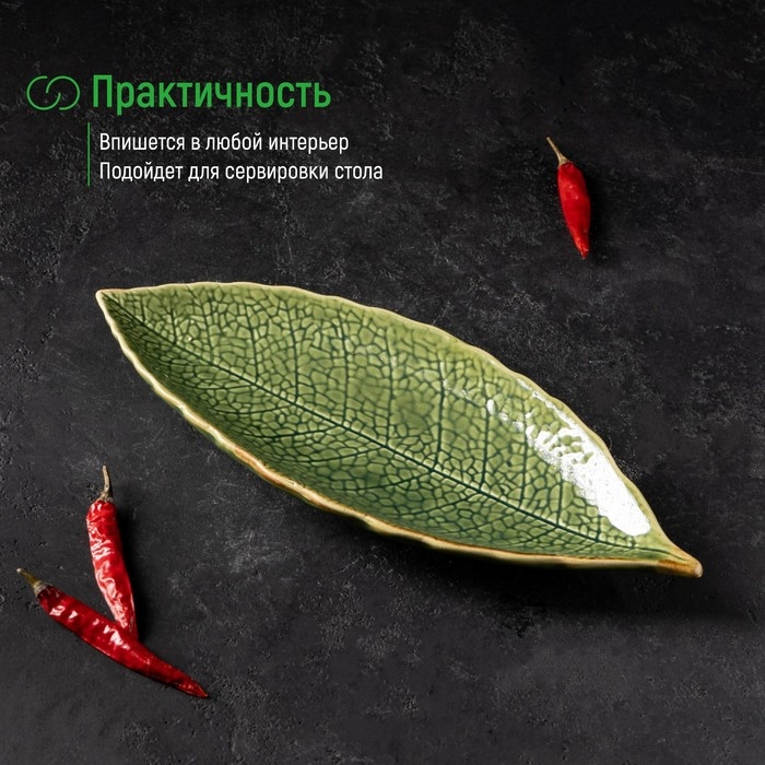 Блюдо керамическое сервировочное &laquo;Дендрарий&raquo;, 26&times;10,5&times;1,5 см, цвет зелёный