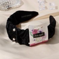 Ободок для волос "Юнона" бусинки, 5 см, чёрный