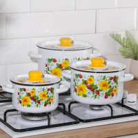 Набор кастрюль &laquo;Земляника&raquo;, 3 предмета: 1,5 л, 2,9 л, 4,5 л, индукция