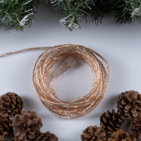 Гирлянда &laquo;Нить&raquo; 10 м роса, IP44, медная нить, 100 LED, свечение тёплое белое, мерцание, 220 В