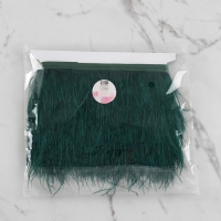 Тесьма с перьями страуса, 8-10 см, 5 &plusmn; 0,5 м, цвет изумрудный
