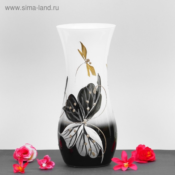 Ваза "Чёрно-белая бабочка" 10,5х25,5 см