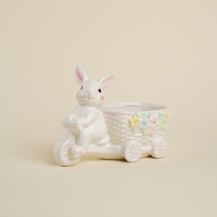 Конфетница керамическая SL Home &laquo;Лесные кролики&raquo;, 17,5&times;13&times;16,8 см, цвет белый