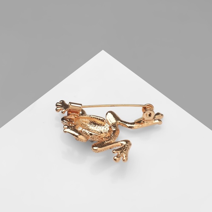 Брошь &laquo;Лягушка&raquo; классическая, цвет белый в золоте