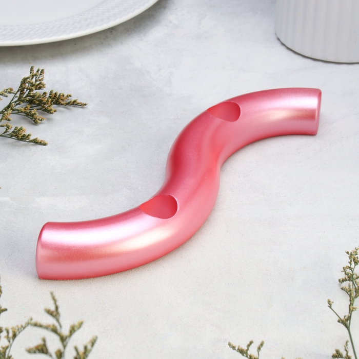 Подсвечник "Волны" для двух свечей из гипса,25х6х3см,розовый